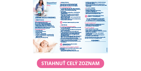 Seznam věcí - taška do porodnice SK